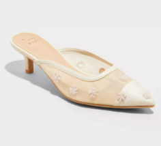 Damen Delilah Verziert Blumenmuster Pantoffeln Absatz - A New Day Beige 7 - $13.98