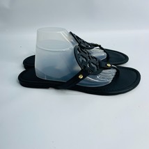 TORY BURCH Black Leather Miller Leather Logo Thong Sandals size 10.5 - £38.98 GBP