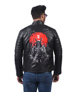 Assassin Samurai Warrior Black Leather Biker Jacket Cosplay Costume - $170.00