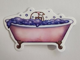 Bubble Bath in Claw Foot Tub Cartoon Multicolor Sticker Decal Embellishment Fun - £1.83 GBP