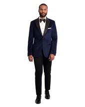 Ike Behar Navy Velvet with Black Peak Lapel Tuxedo Jacket Only Slim Fit - $224.10