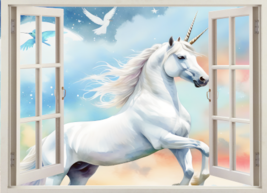 Window Wall Art Sticker - Unicorn Fantasy Fairytale 2 Decal Wall sticker... - €12,00 EUR