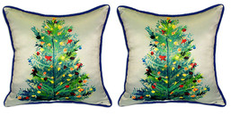Pair of Betsy Drake Christmas Tree Large Pillows - £70.05 GBP