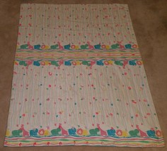 VTG Pastel Animals Handmade Baby Blanket Hippo Giraffe Elephant Lion Blue Green - £30.97 GBP