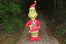 Gemmy Christmas Airblown Inflatable Grinch w/Red and White Candy Cane, 4 ft Tall - £42.59 GBP