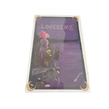 Vintage Postcard Lady Hat night scene purple 1914 posted Lonesome - $95.82 MXN