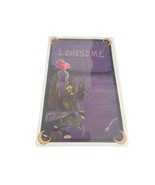 Vintage Postcard Lady Hat night scene purple 1914 posted Lonesome - $5.20
