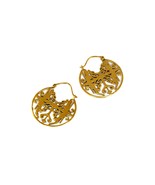 Mexican Disc Earrings, Aztec Gold Hoops, Antique Mexican Style Jewelry - £15.00 GBP
