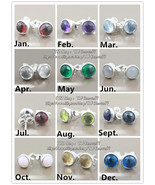 Valentine Release S925 Sterling Silver Birthstone Droplets Stud Earrings - £12.67 GBP