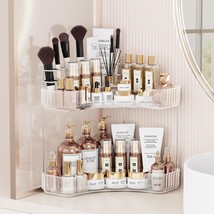2-Tier Corner Bathroom Counter Organizer With Top Toothbrush, Clear, 2 Tier - €35,80 EUR