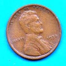 1934  Lincoln Wheat Penny- Circulated Strong Features - £1.18 GBP