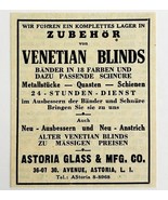1945 WW2 German-USA Venetian Blinds Advertisement Astoria Glass NYC C94C - $27.56 CAD