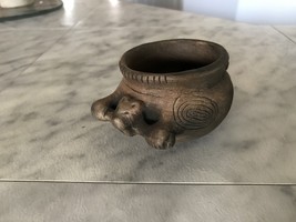 Mexican SM07 Handmade Souvenir Pottery Art Bowl 2H x 4L  - £47.80 GBP