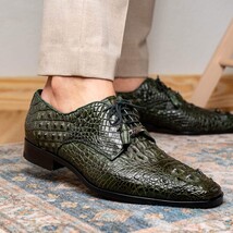 Nilo Genuine Crocodile Skin Deby's Oxford Dress Shoes Forest Green image 6