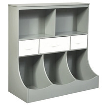 Freestanding Combo Cubby Bin Storage Organizer Unit W/3 Baskets-Gray - C... - $136.41