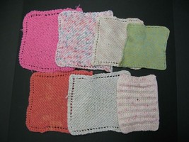 Vintage Lot 7 Crocheted Pot Holders Hot Pads Kitchen Handmade Used - $9.46