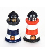 Salt & Pepper Shaker - Ceramic Lighthouse - Blue and Red - £5.25 GBP