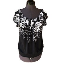 WHBM Women&#39;s White House Black Market Cap-Sleeve Floral Top Scoop Neck S... - $276.80 MXN