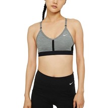 Nike Dri-FIT Womens Light-Support Padded V-Neck Sports Bra Grey Black Small - £31.45 GBP