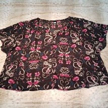 Torrid Sheer Black and Floral Draped Relaxed Button Up Blouse Plus Size 3X - £15.77 GBP