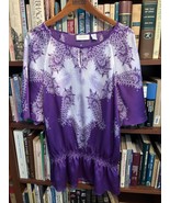 Chios purple and white paisley blouse with gathered waist size 1 Small - £7.47 GBP