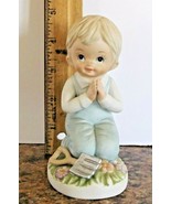 Home Interiors Figurine Boy Praying w/Shovel #1452 Porcelain Homco VGCond - $8.90