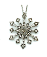 OTC diamond &amp; sterling silver snowflake pendant necklace - 18.25&quot; winter... - £31.38 GBP