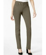 NWT Women&#39;s Style &amp; Co Olive Green Tummy-Control Straight-Leg Jeans Size 14 - £15.48 GBP