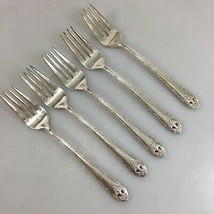 Holmes & Edwards Lovely Lady Lot of 5 Salad Forks Inlaid Silverplate  - $20.09