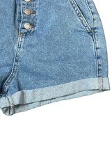 TopShop Women&#39;s Shorts Hi-Rise Cuffed Hem Paper Bag Button Fly Blue Denim Size 6 - £15.77 GBP