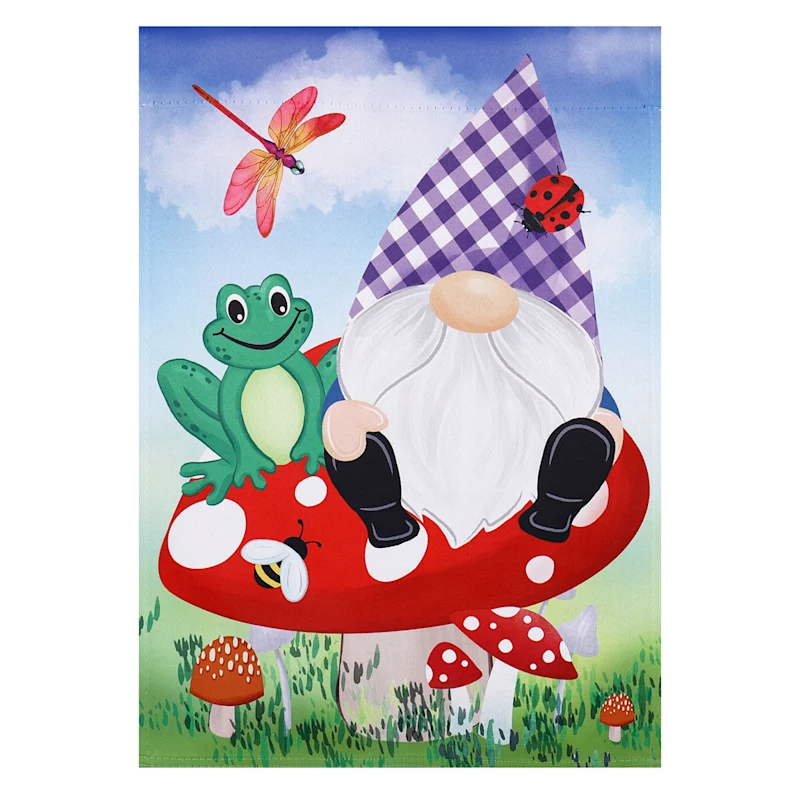 Gnome with Garden Friends Garden Flag-2 Sided Message, 12.5&quot; x 18&quot; - $19.99