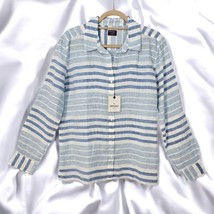 Untuckit Vietti Shirt Womens 12 Blue Striped Linen Long Sleeve Button Up Beach - £26.45 GBP