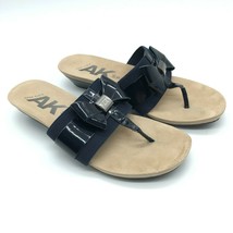 Anne Klein Sport Impeccable Sandals Thong Slides Bow Black Size 6 - £11.58 GBP