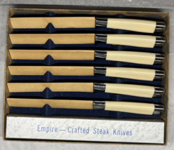 Vintage Empire Crafted Steak Knives Stainless Steel Set of 6 Celluloid H... - £14.35 GBP