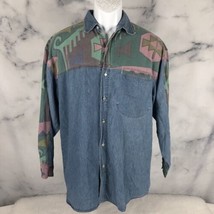 Vintage Denim-ite Western Button Up Long Sleeve Shirt Large - $351.41 MXN