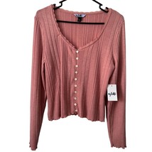 NEW Vylette Juniors Shirt Size XXL Rosette Pink Tee Pullover Knit Button... - £12.08 GBP