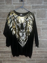 Nancy Scott Vintage 80’s Pulmo Gold Foil Lion Sweatshirt Size 40 - £27.25 GBP