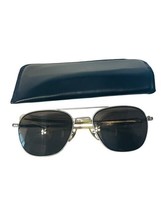 Sunglases Randolph Aviator USA vtg case 5 and 1/2 glasses Black Silver Frames - $69.25