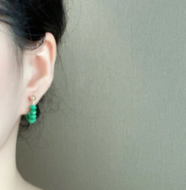 Handmade natural green opal stud earrings,Fashion simple style stud earrings - £22.38 GBP