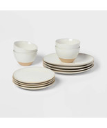 Threshold 12pc Stoneware Wethersfield Artisan Dinnerware White Microwave... - $42.38 CAD