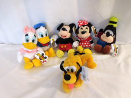 Disney Mouseketoys Donald Daisy Minnie Mickey Goofy Pluto Plush Beanie Dolls  - £50.86 GBP
