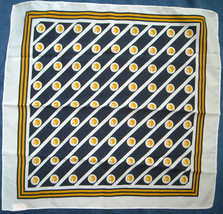 Mutual of Omaha Scarf  21.5&quot; x 22.5&quot; Polyester White Blue Gold Made in USA - $18.76