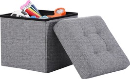 The 15&quot; X 15&quot; X 15&quot; (Grey) Ornavo Home Foldable Tufted Linen Storage Ottoman - $37.94