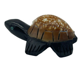 Stone Turtle Figurine Tortoise Shell Miniature Black Abstract Art - $9.00