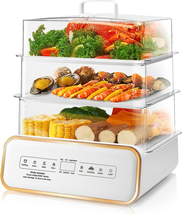 Food Steamer for Cooking 17QT with Digital Display and 3 Tier Stackable Trays - £48.82 GBP