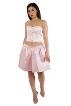 Pink Satin High Waist Valentine Costume Overbust Corset Top Only - £63.14 GBP