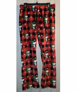 NEW WOMENS PEANUTS Snoopy BUFFALO PLAID CHRISTMAS PRINT PLUSH PAJAMA PAN... - €21,53 EUR