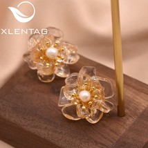 XlentAg Natural Crystal Fresh Water s Stud Female Earrings For Girls Daughter Bo - £17.97 GBP