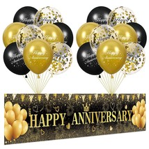 Black Gold Wedding Anniversary Decoration, Black Gold Happy Anniversary Yard Ban - £20.83 GBP