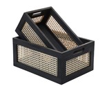 Desktop Storage Basket, Sundry Office Drawer Storage Box, Wood Frame Sto... - £59.14 GBP